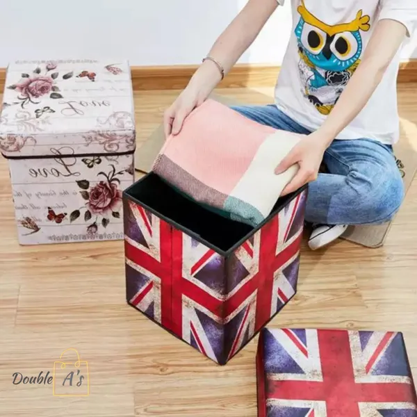 Ottoman Storage Stool Chair Box With full Body Print perfect as Storage Organizers and Stool Chair- Capacity 31ltr