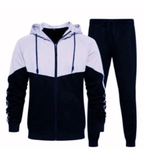 Men's New Fashion Hoodie With Front Pocket And Black Joggers Set