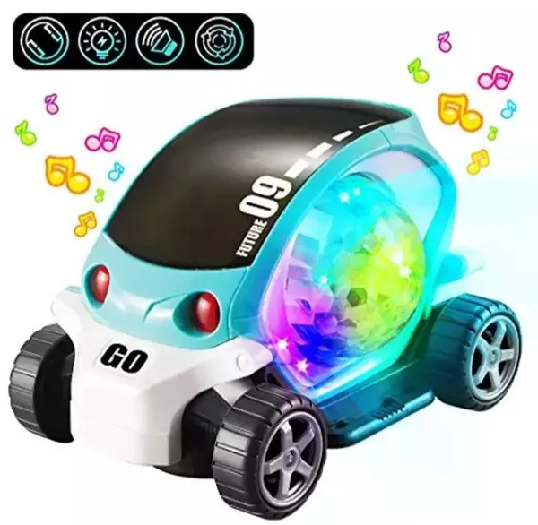 3D Light Toy Car Colorful Music Cartoon Electric Rotating Simulation Car