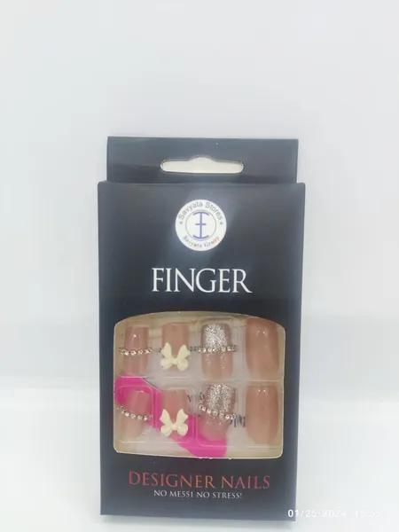 24 Pieces Cute Nude Press On Nails (Best Artificial Nail With Mini Manicure Set -Fake Nail For Office Wear)
