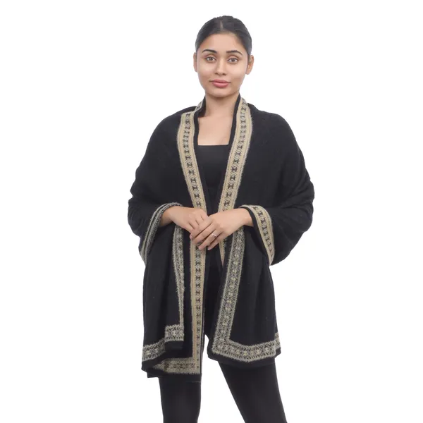 Black Color Woolen Shawl For Women