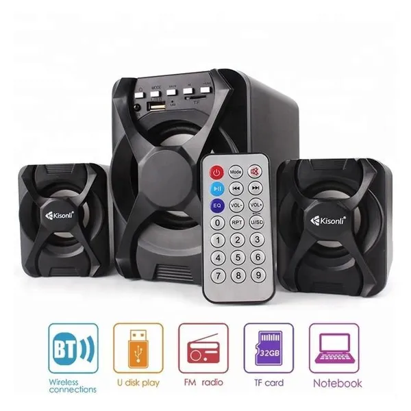 Kisonli U-2500 Bluetooth Usb 2.1 Portable Computer Speaker With Fm Black ABCD