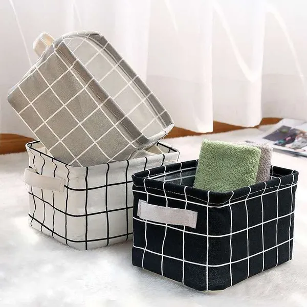 Cute Cotton Linen Mini Organizer With PE Coating Size 20cm*16cm*14cm /Multicolor Desk/Accessories/Cosmetic/Makeup/Undergarments Organizer Container