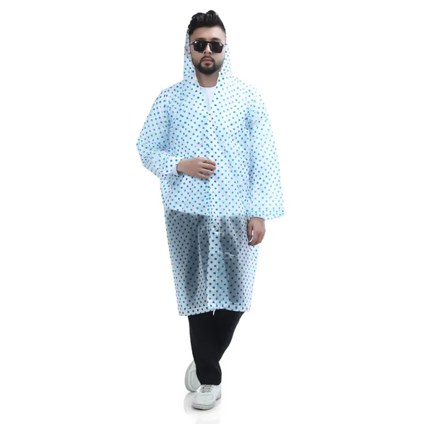 Transparent Polka Dot Print Hooded Front Button Raincoat For  Unisex