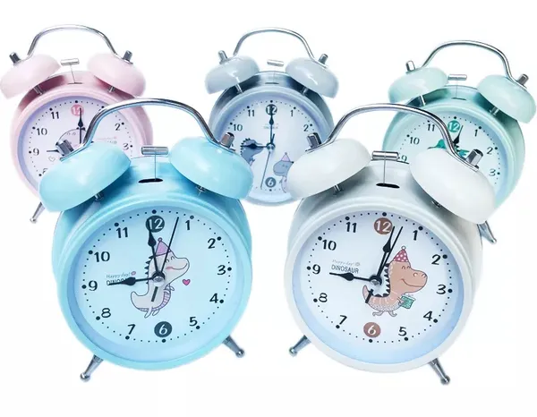 Twin Metal Bell Alarm Clock Mute Night Light Children's Student Clock(14 x 10cm)