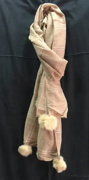 Cream Pom-pom Scarf For Women