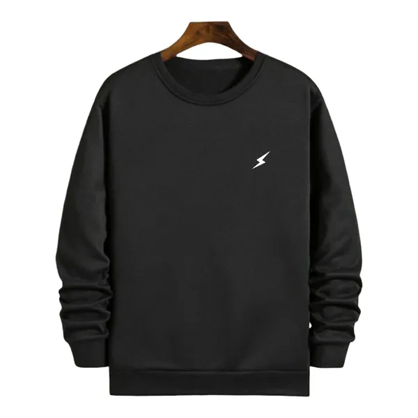 Flash Print Warm Cotton Fleece Plain Sweatshirt For Men