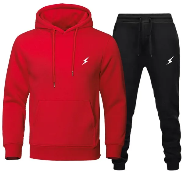 Combo Sets Of Maroon Hoodie And Black Joggers For Men