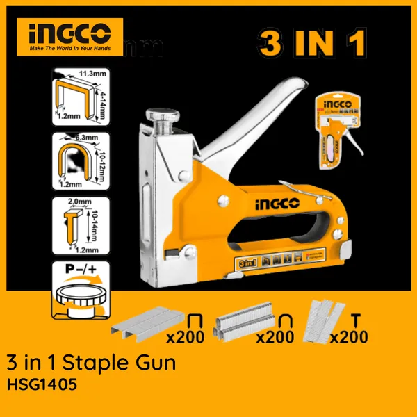 Ingco 3 in 1 Staple Gun With Staples HSG1405