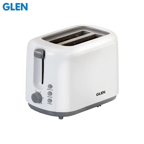 Glen Auto Pop-up 2 Slice Toaster 6 Level Browning Control Removable Crumb Tray 750W