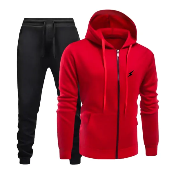 Flash Print Combo Sets Of Maroon Color Cotton Fleece Pullover And Black Joggers For Men