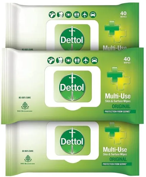 Dettol Multi-Use Skin Wipes Original (40Wipes/3 pcs)