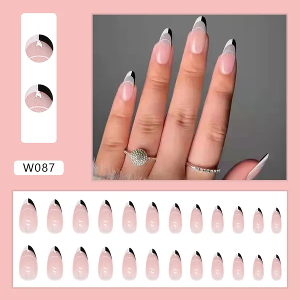 24 Pcs Press On Professional Nails, Matte Cute Fake Nails With Glue