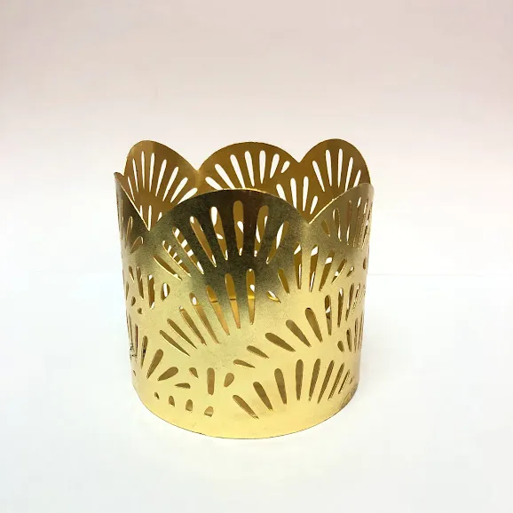 Votive Metal Perforated Hurricane Candle Holder Gold- Small