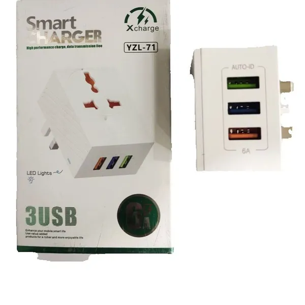 YZL-71 Smart Charger Adaptor 3USB With LED Lights