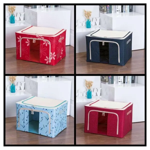 66 Ltr Foldable Steel Frame Cloths Zip Organizer Bag And Oxford Fabric Storage Living Cover Boxes For Wardrobe Shelves Clothes