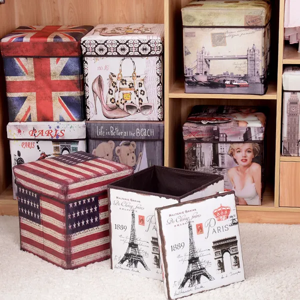 Ottoman Storage Box Chair With Cartoon Pattern  For Kids In Random Color