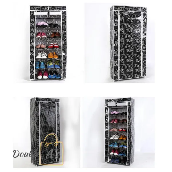 9 Layers Foldable  Shoe Cabinet Fabric Frame Rack With Water Repellent Cover