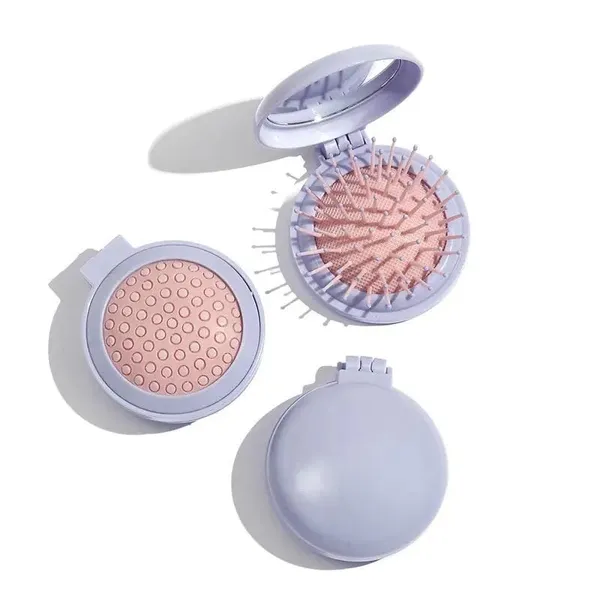 Purple Mini Plastic 2 in 1 Travel Compact Foldable Portable/Handy Comb With Mirror