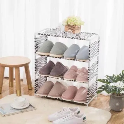Multilayer Fabric Shelf, Shoe Rack Organizer, Cute Random Patterns With Easy Assembly, 3, 4, 5 tiers