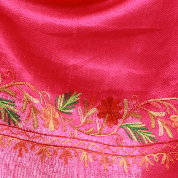 Pink Pashmina Border Embroidred Shawl For Women