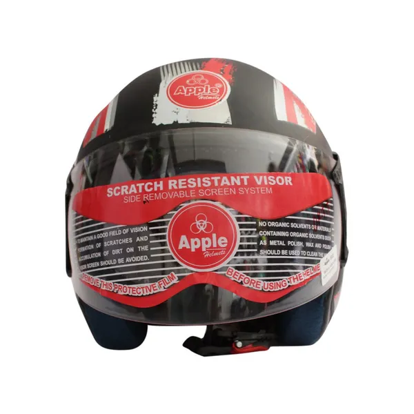 Black/Red Apple Half Helmet