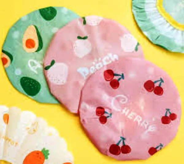 2Pcs Double Layer Chemo Hat SPA Cap Turban Shower Cap Silk Hijab Waterproof Shower Hats elasticity PVC Waterproof