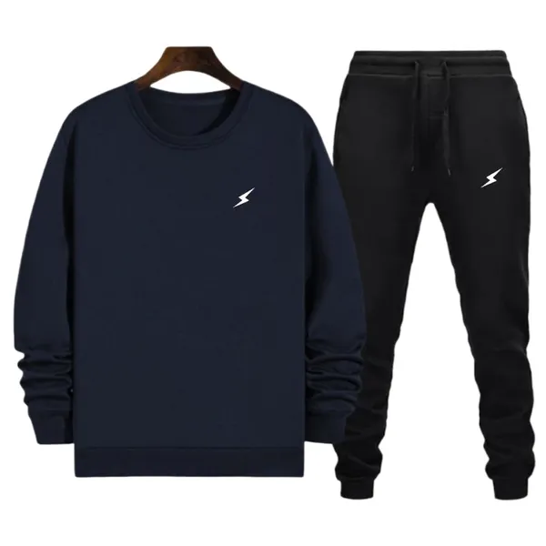 Combo Set Of Flash Printed Warm Cotton Fleece Grey Sweatshirt And Black Joggers For Men