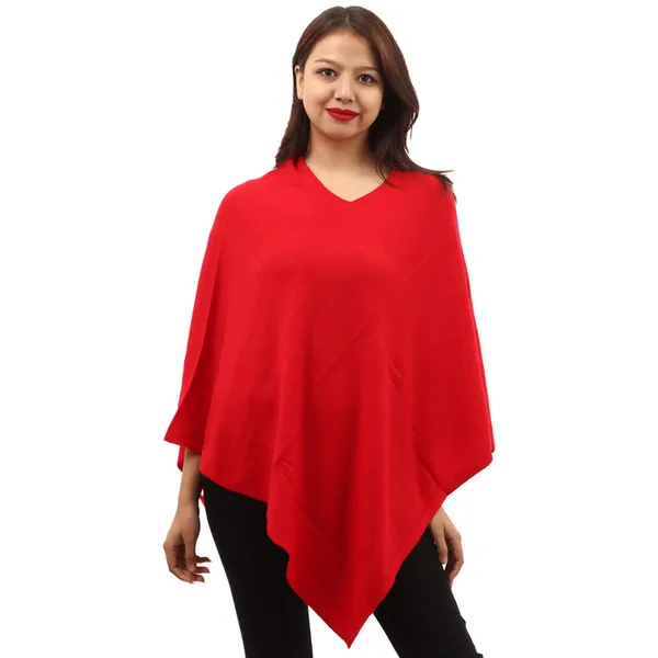 Woolen V-Neck Poncho For women
