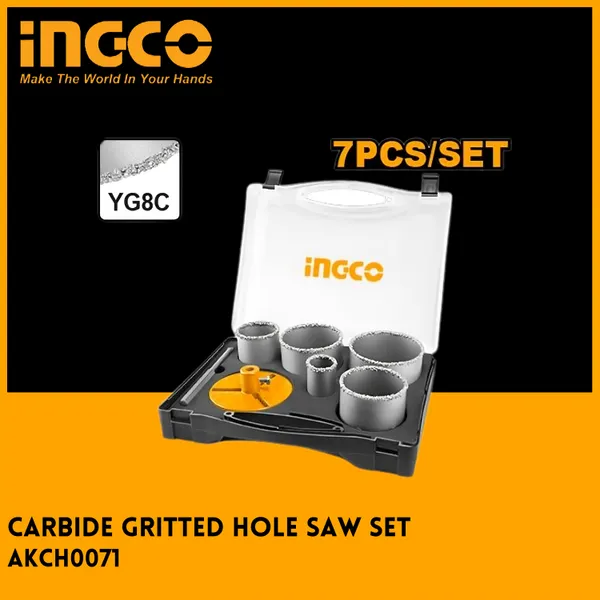 Ingco Carbide Gritted Hole Saw Set AKCH0071