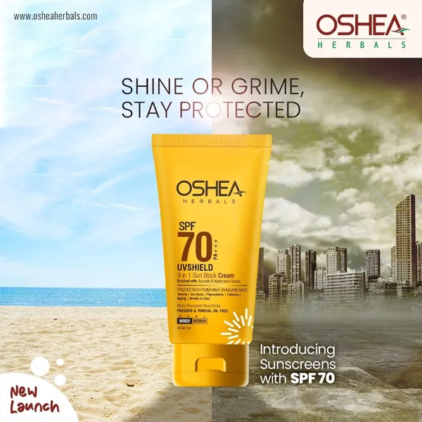 Oshea Herbals UVSHIELD 9 in 1 Sun Block Cream SPF 70 PA+++ (60Gm)