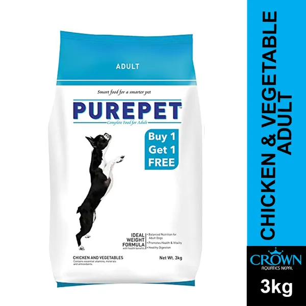 (Buy1Get1Free) PUREPET Chicken And Vegetable Adult Dry Dog Food 3kg