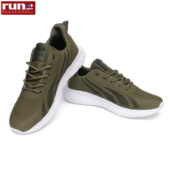 Run Shoes Army Green Running Shoes For Men (7114)
