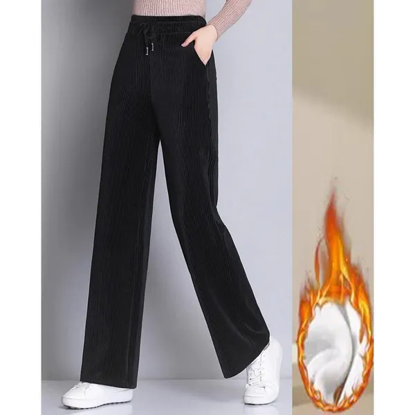 Casual Women's Corduroy Winter High Waist Pants Trousers