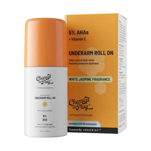 Chemist At Play 5% AHA+Vitamin C Underarm roll On White Jasmine Fragrance 40ml