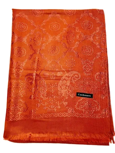Printed Cashmere Shawl- Orange Color