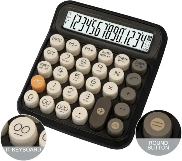 CITI.ZEV CT-013 Calculators Desktop, Large Display Big Button, and Battery Power, 12 Digit Small Basic Standard Functional Calculator Cute for Office, Home, School Steps check and Correct Calculator