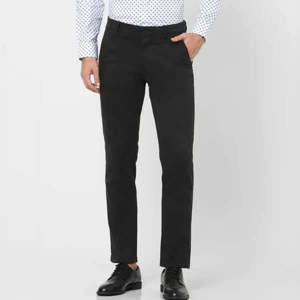 Black Stretchable Chinos For Men