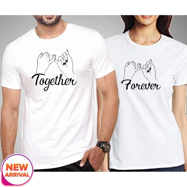 White Couple  Forever Together Printed T-Shirt For Men & Women