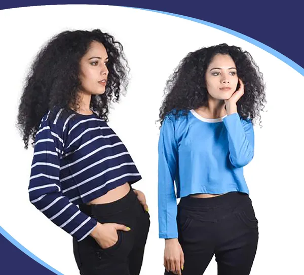 Crop Top Multicolor Combo 2 Pcs T-Shirt For Women