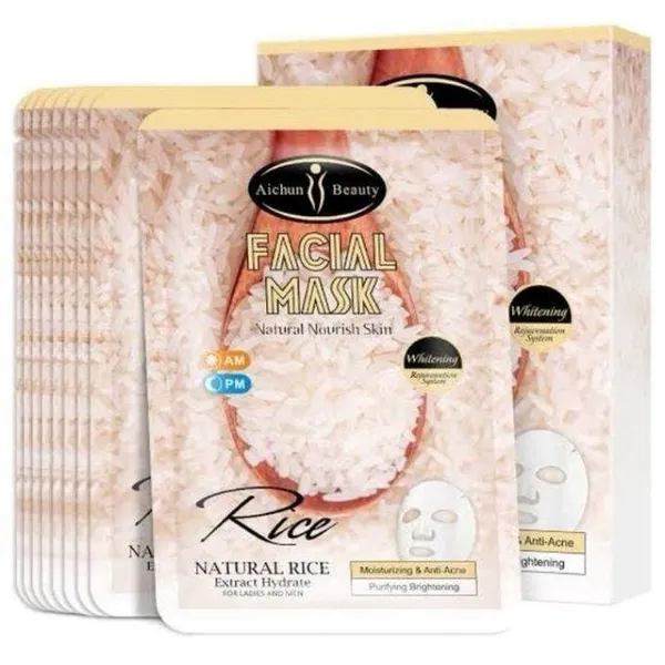 Natural Rice Face Mask Extra Hydrate Facial Sheets (10pcs)