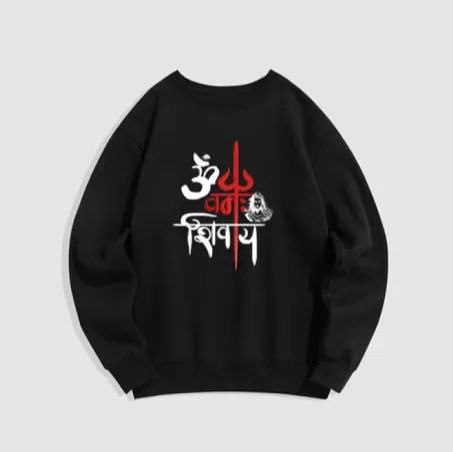 Men's Om Namah Shivaya Print Black Sweatshirt