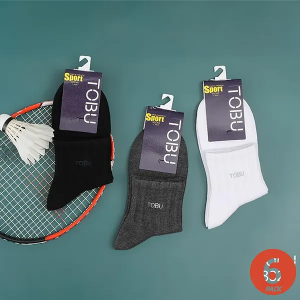 Tobu Premium Cotton Assorted Crew Length Quarter  Socks For Men (Pack of 6 Pairs)