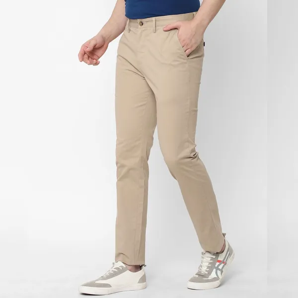 Khaki Light Stretchable Chinos For Men
