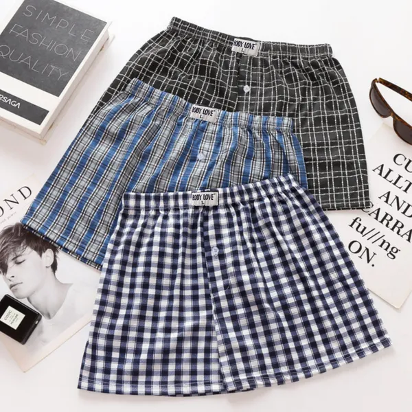Multicolor Pack Of 4pcs Cotton Check Print Boxer For Men