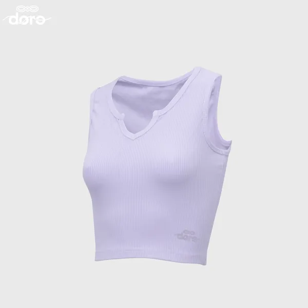 Doro Lavender V-Neck Ribbed Crop top for Women-1