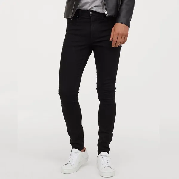 Jet Black Stretchable Skinny Fit Jeans For Men