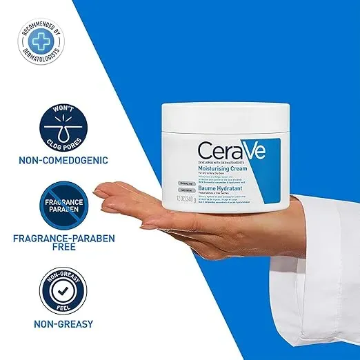 CeraVe Moisturizing Cream Baume Hydrant For Dry To Very Dry Skin (340gm) - Formulated with 3 Essential Ceramides And Hyaluronic Acid | Non-Comedogenic Moisturizer For Face and Body