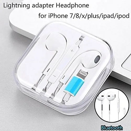 Iphone 7 8 X Lightning Connector Port Wire Bluetooth Earphone Earpiece Bass Quality- by Seraphic Collection