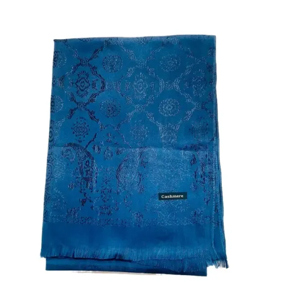 Blue Color Printed Cashmere Shawl